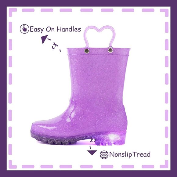 Outee Toddler Girls Rain Boot Purple Polyvinyl Chloride  Lightwight Waterproof - Picture 4 of 6